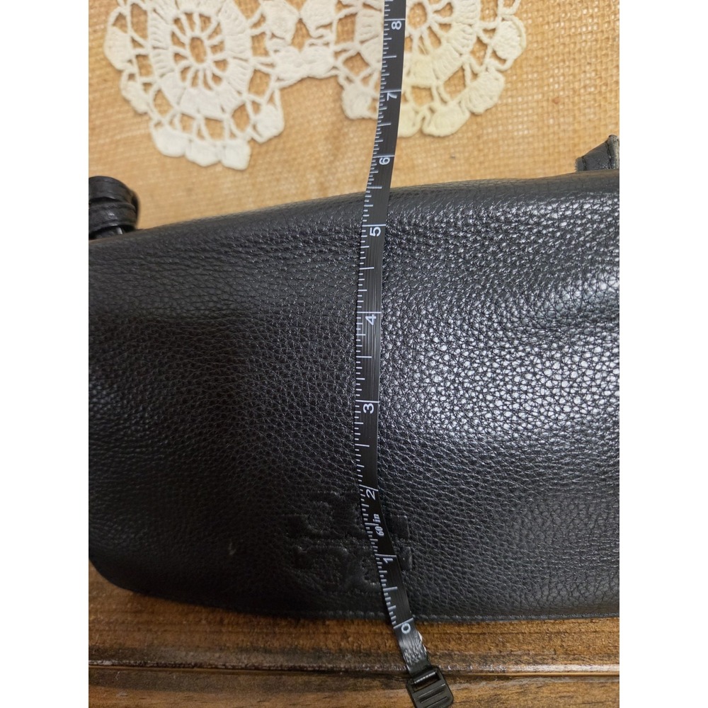 Tory Burch Black Pebbled Leather Thea Messenger Bag Flap Crossbody Purse Tassels - Picture 7 of 16